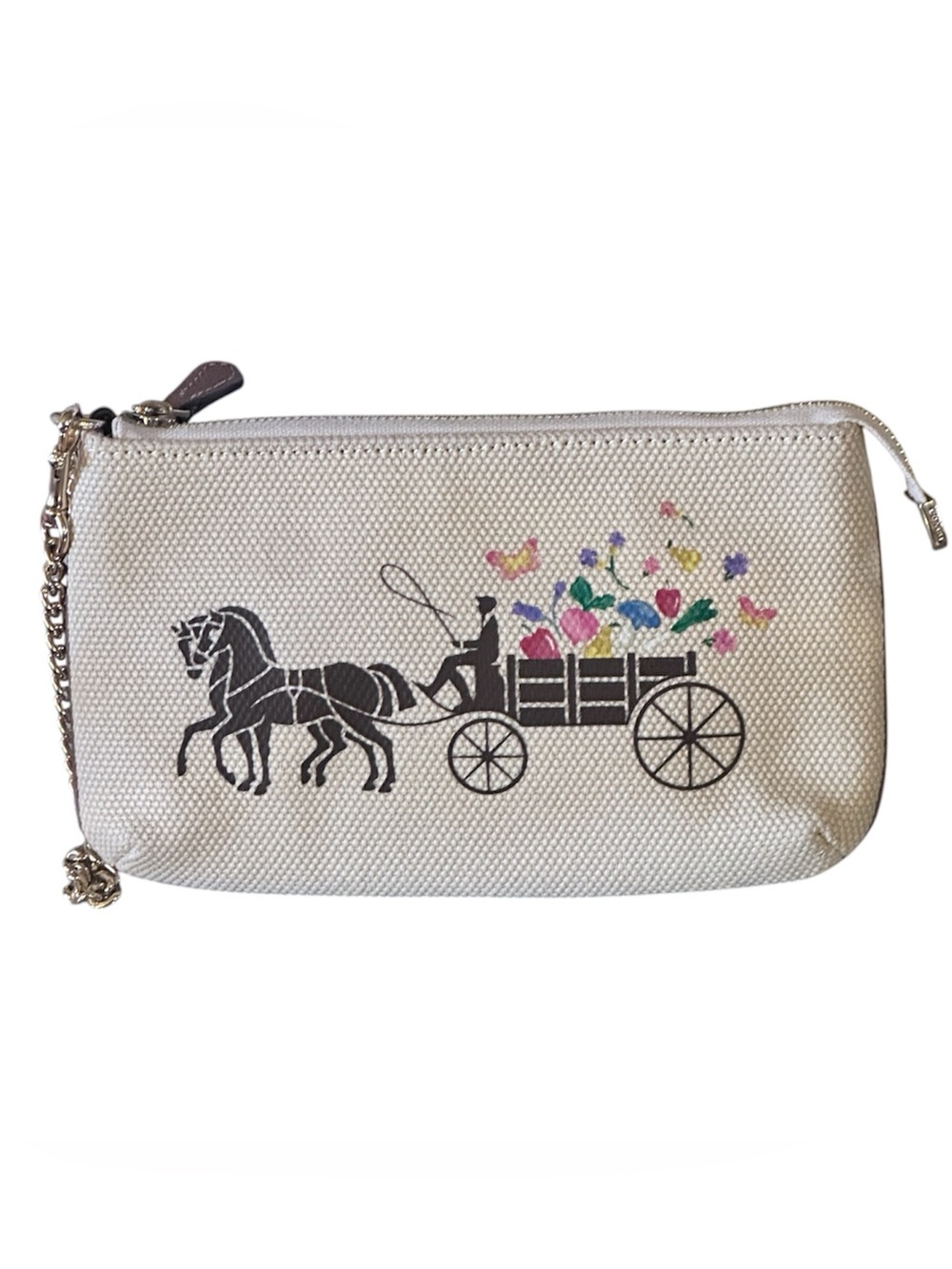 NWT Coach Large Wristlet 19 With Dreamy Veggie Horse And Carriage